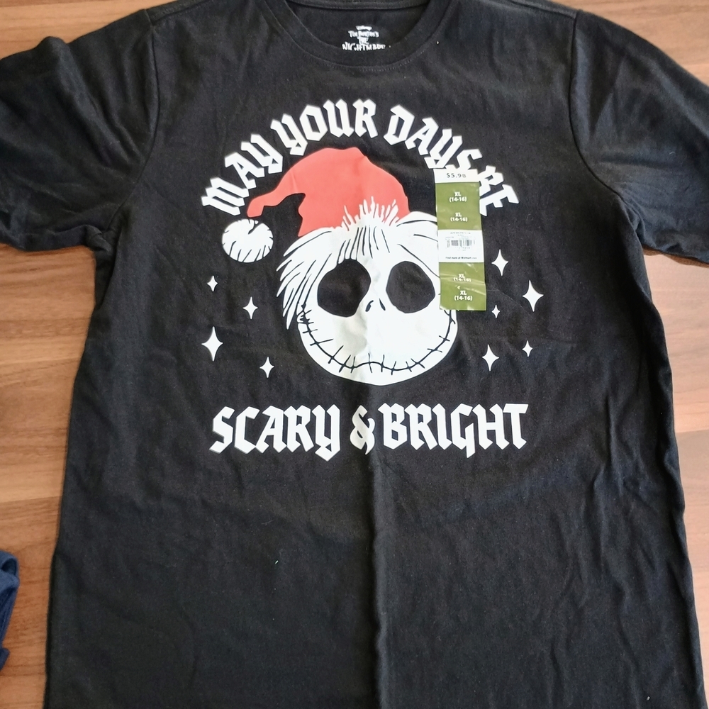 Disney Black T-Shirt with White Nightmare Before Christmas Logo